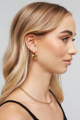 Thick Medium Hoop Earrings Gold Plated